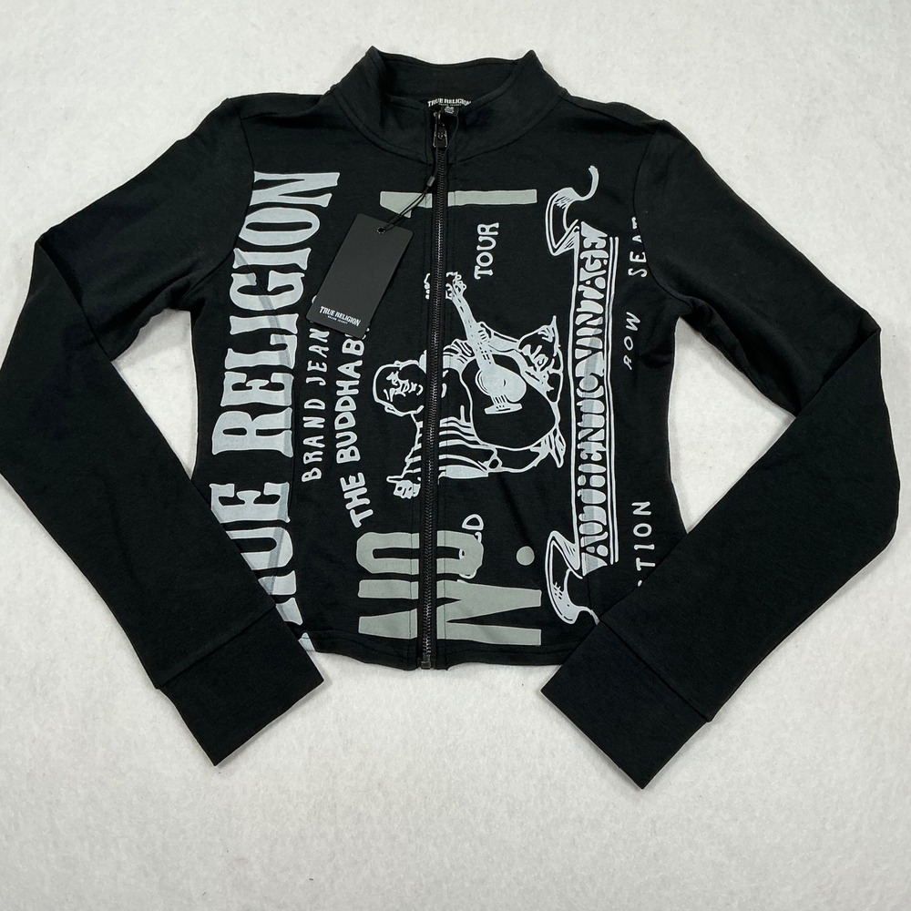 True Religion Womens OG SRS Tight Zip Through Jacket Jet Black 208701 Size M NWT